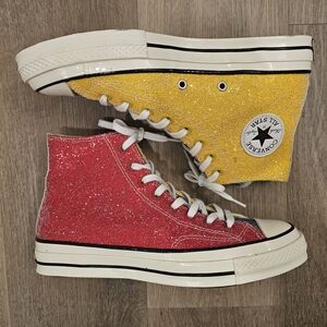 JW Anderson x Converse Chuck 70 High Glitter Cherry Sulphur Men 8.5 Wom 10.5